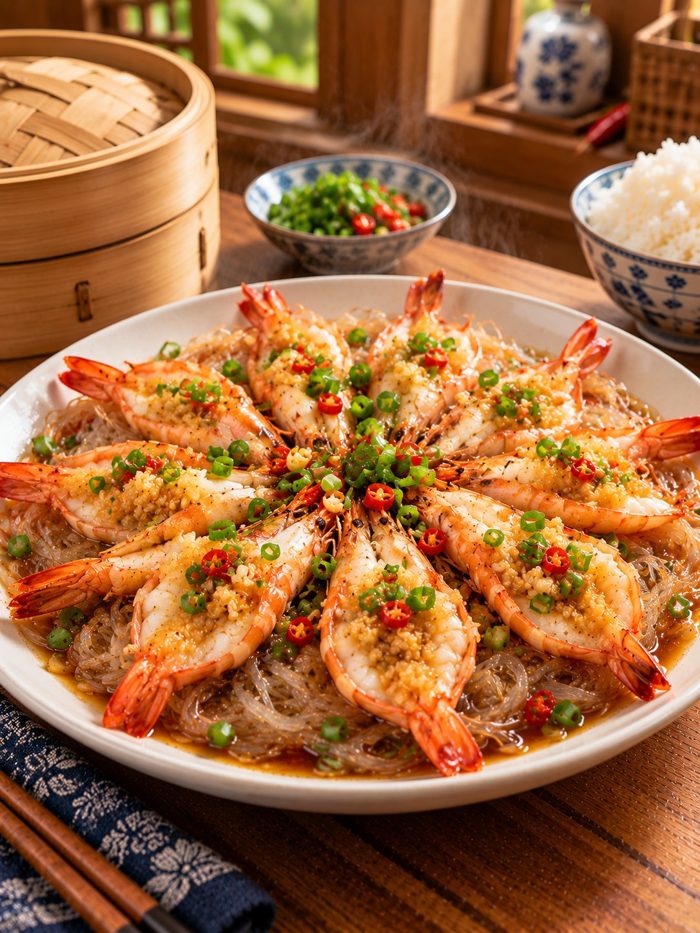 Garlic steamed shrimp
