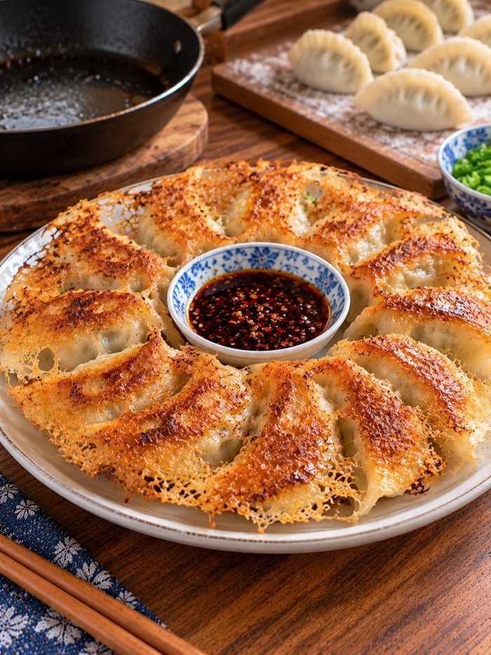 Potstickers with a crispy skirt